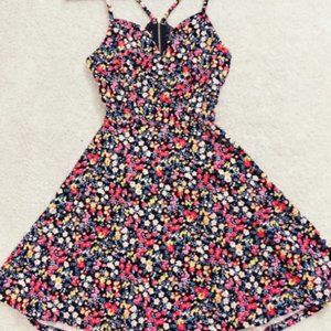 Floral Lace Back Skater Dress Women's Large